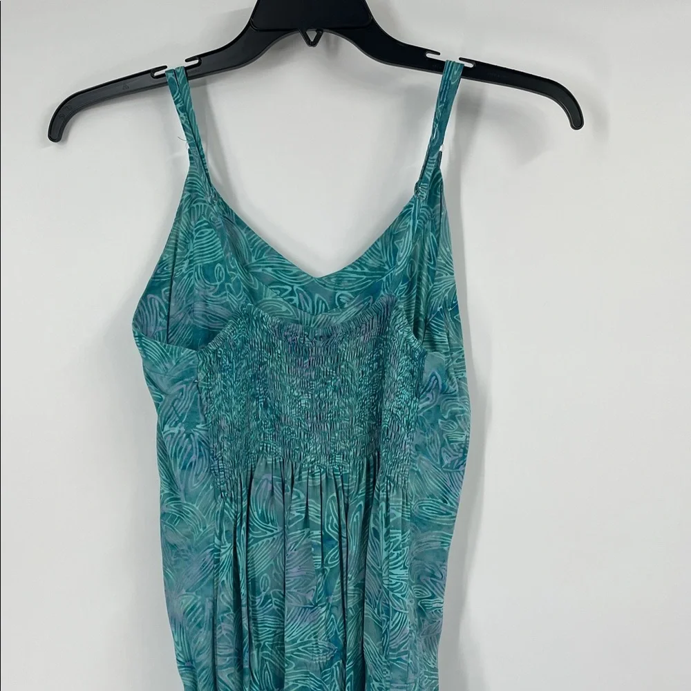 Hand Kreation Teal Print Midi Dress Size Medium